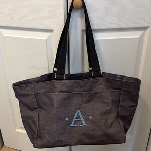 Thirty-One Charcoal Tote with Black Straps